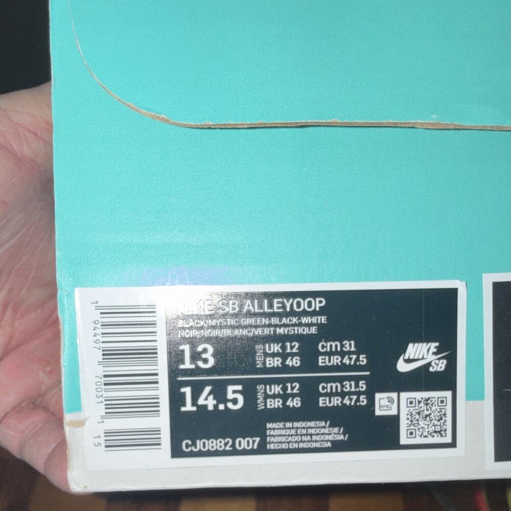 Size 13 Nike SB Alleyoop Black Mystic Green CJ0882-007 - Picture 10 of 10
